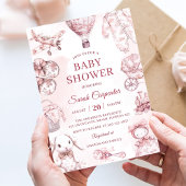 Toile De Jouy Roze Meisje Baby shower Party Kaart