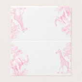 Toile de jouy Roze Safari baby shower plaatskaarte Kaart (Buitenkant ongevouwen)