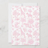 Toile de Jouy Roze Safari dieren Baby shower Kaart (Achterkant)