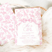 Toile de Jouy Roze Safari dieren Het is een meisje Kaart