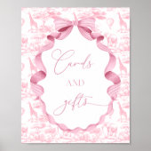 Toile de Jouy Roze Safari Dieren Kaarten en gesche Poster (Voorkant)