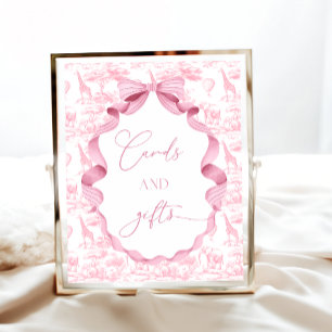 Toile de Jouy Roze Safari Dieren Kaarten en gesche Poster