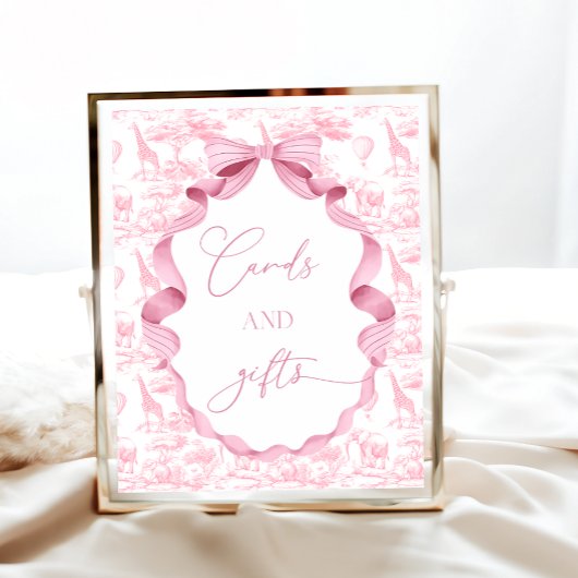 Toile de Jouy Roze Safari Dieren Kaarten en gesche Poster