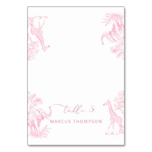 Toile de Jouy Roze Safari dieren kaarten plaatsen