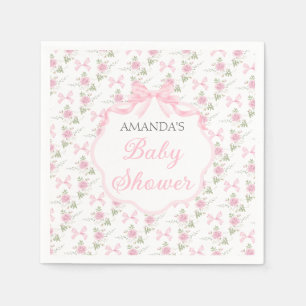 Toile De Jouy Roze Strik Meisje Baby Shower Feest Servet