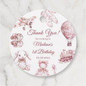 Toile De Jouy Roze Verjaardagsfeest Bedankjes Labels (Achterkant)