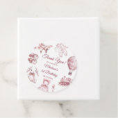 Toile De Jouy Roze Verjaardagsfeest Bedankjes Labels (In situ)