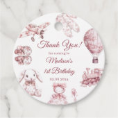 Toile De Jouy Roze Verjaardagsfeest Bedankjes Labels (Voorkant)