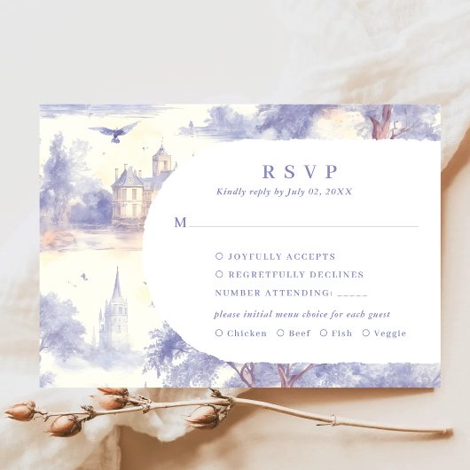 Toile de Jouy RSVP-antwoordkaart RSVP Kaartje