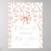 Toile de Jouy Safari Animals Baby shower Welkom Poster (Voorkant)