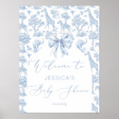 Toile de Jouy Safari Animals Baby shower Welkom Poster (Voorkant)