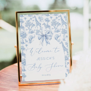 Toile de Jouy Safari Animals Baby shower Welkom Poster