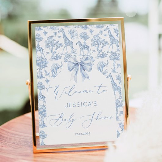 Toile de Jouy Safari Animals Baby shower Welkom Poster