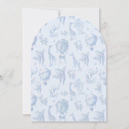 Toile de Jouy Safari Arch Bow Baby Boy Douche Kaart (Achterkant)
