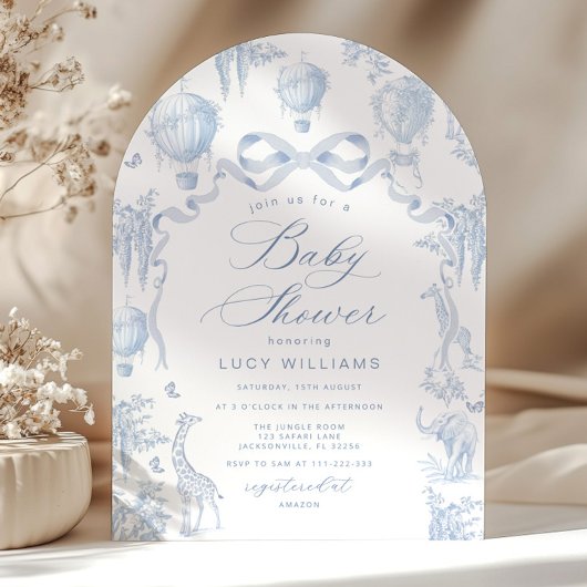 Toile de Jouy Safari Arch Bow Baby Boy Douche Kaart