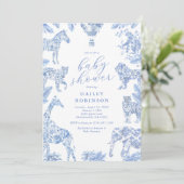 Toile De Jouy Safari Baby Borrelcadeau Party Kaart (Staand voorkant)