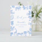 Toile De Jouy Safari Baby shower Bedankkaart (Staand voorkant)