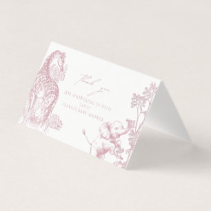 Toile de Jouy Safari Baby Shower Bedankt Kaart