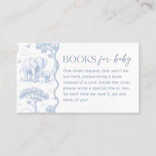 Toile De Jouy Safari Baby Shower Books for Baby Visitekaartje (Voorkant)
