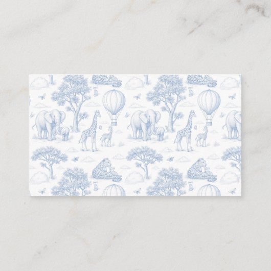Toile De Jouy Safari Baby Shower Diaper Raffle Visitekaartje (Achterkant)