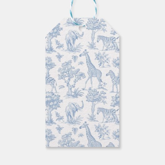 Toile de Jouy Safari Baby shower Doop Dank u Cadeaulabel (Achterkant)
