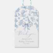 Toile de Jouy Safari Baby shower elegant bedankt Cadeaulabel (Voorkant)