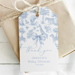 Toile de Jouy Safari Baby shower elegant bedankt Cadeaulabel