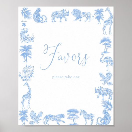 Toile De Jouy Safari Baby shower Favors Poster (Voorkant)