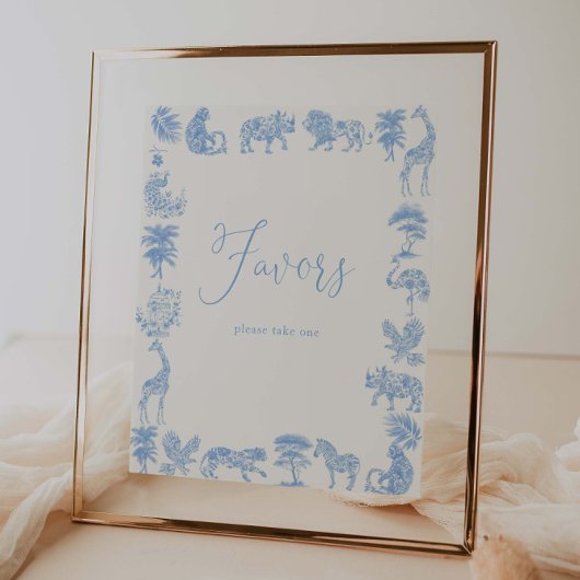 Toile De Jouy Safari Baby shower Favors Poster