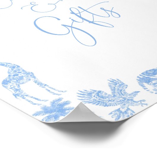 Toile de Jouy Safari Baby shower Kaarten en gesche Poster (Hoek)