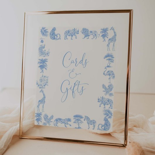 Toile de Jouy Safari Baby shower Kaarten en gesche Poster