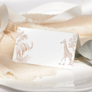 Toile de jouy Safari baby shower Plaatskaart Kaart
