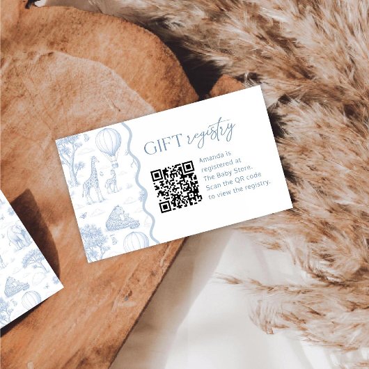 Toile De Jouy Safari Baby Shower Registry Card Visitekaartje