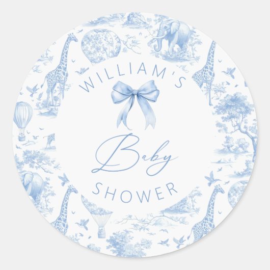Toile de Jouy Safari Baby shower Sticker (Voorkant)