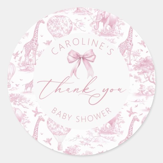 Toile de Jouy Safari Baby shower Sticker (Voorkant)