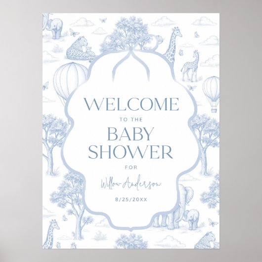 Toile De Jouy Safari Baby Shower Welcome Poster (Voorkant)
