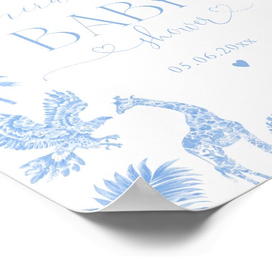 Toile De Jouy Safari Baby shower Welkom Poster (Hoek)