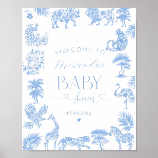 Toile De Jouy Safari Baby shower Welkom Poster (Voorkant)