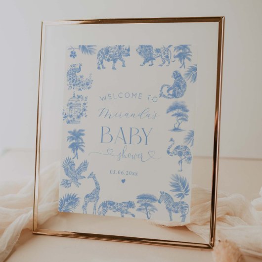 Toile De Jouy Safari Baby shower Welkom Poster