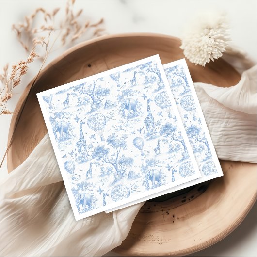 Toile de Jouy Safari Blauw Baby shower servetten