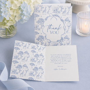 Toile De Jouy Safari Blauwe Baby Shower Dank Je