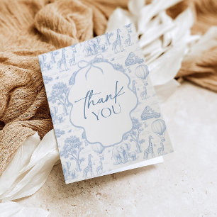 Toile De Jouy Safari Blauwe Baby Shower Dank Je