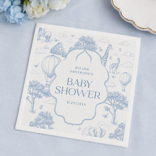 Toile De Jouy Safari Blauwe Jongen Babyfeest Serve Servet