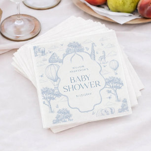 Toile De Jouy Safari Blauwe Jongen Babyfeest Serve Servet