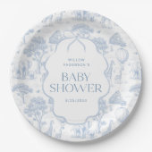 Toile De Jouy Safari Blue Baby Shower Paper Plates Papieren Bordje (Voorkant)
