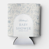 Toile De Jouy Safari Blue Boy Baby shower Blikjeskoeler (Voorkant)