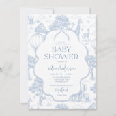 Toile De Jouy Safari Blue Boy Baby Shower Kaart (Voorkant)