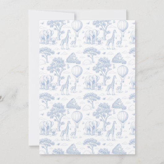 Toile De Jouy Safari Blue Boy Baby Shower Kaart (Achterkant)