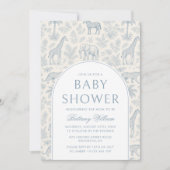 Toile De Jouy Safari Blue Boy Baby shower Kaart (Voorkant)