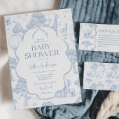 Toile De Jouy Safari Blue Boy Baby Shower Kaart